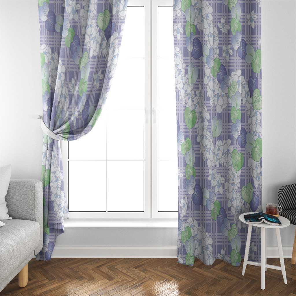 Anthurium Plumeria Lei Pastel Window Curtain Purple Hawaiian Splendid Palaka