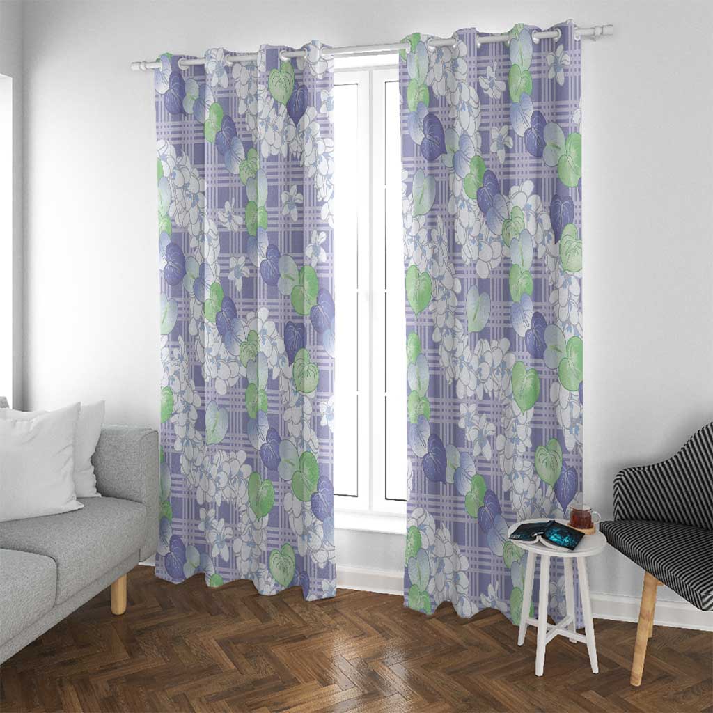 Anthurium Plumeria Lei Pastel Window Curtain Purple Hawaiian Splendid Palaka
