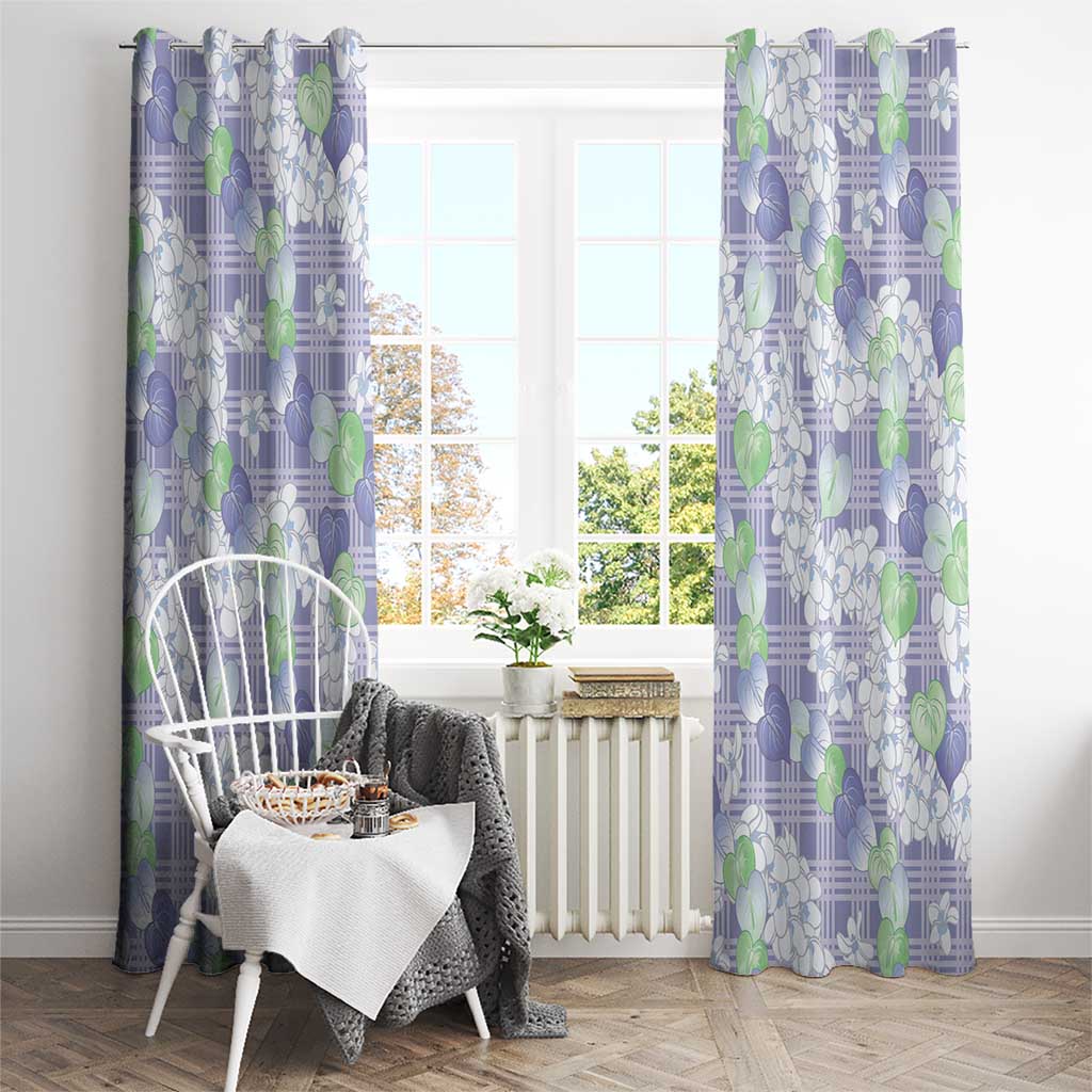 Anthurium Plumeria Lei Pastel Window Curtain Purple Hawaiian Splendid Palaka