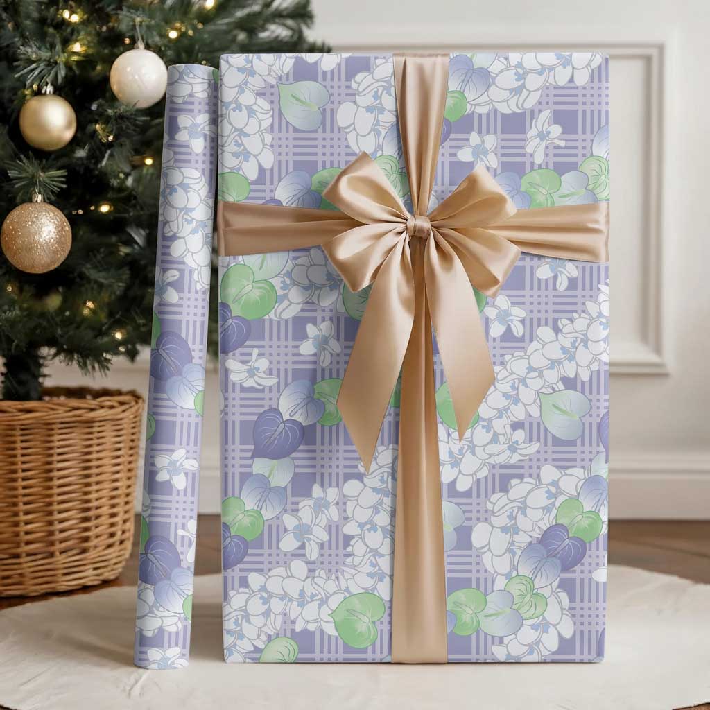 Anthurium Plumeria Lei Pastel Wrapping Paper Purple Hawaiian Splendid Palaka LT01 - Polynesian Pride