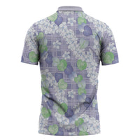 Anthurium Plumeria Lei Pastel Zipper Polo Shirt Purple Hawaiian Splendid Palaka LT01 - Polynesian Pride