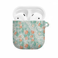 Anthurium Plumeria Lei Pastel AirPods Case Teal Hawaiian Splendid Palaka