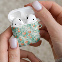 Anthurium Plumeria Lei Pastel AirPods Case Teal Hawaiian Splendid Palaka