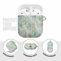 Anthurium Plumeria Lei Pastel AirPods Case Teal Hawaiian Splendid Palaka