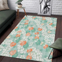 Anthurium Plumeria Lei Pastel Area Rug Teal Hawaiian Splendid Palaka