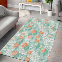 Anthurium Plumeria Lei Pastel Area Rug Teal Hawaiian Splendid Palaka