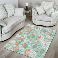 Anthurium Plumeria Lei Pastel Area Rug Teal Hawaiian Splendid Palaka