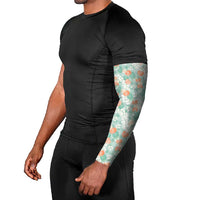 Anthurium Plumeria Lei Pastel Arm Sleeves Teal Hawaiian Splendid Palaka LT01 - Polynesian Pride