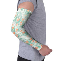 Anthurium Plumeria Lei Pastel Arm Sleeves Teal Hawaiian Splendid Palaka LT01 - Polynesian Pride