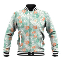Anthurium Plumeria Lei Pastel Baseball Jacket Teal Hawaiian Splendid Palaka LT01 Unisex Teal - Polynesian Pride