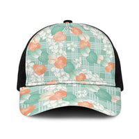 Anthurium Plumeria Lei Pastel Baseball Net Cap Teal Hawaiian Splendid Palaka LT01 One Size Black Teal - Polynesian Pride