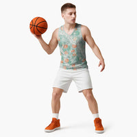 Anthurium Plumeria Lei Pastel Basketball Jersey Teal Hawaiian Splendid Palaka