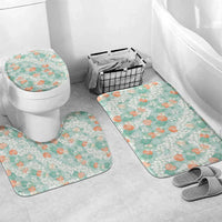 Anthurium Plumeria Lei Pastel Bathroom Set Teal Hawaiian Splendid Palaka LT01 Mat Set Only (3 pcs) One Size Teal - Polynesian Pride