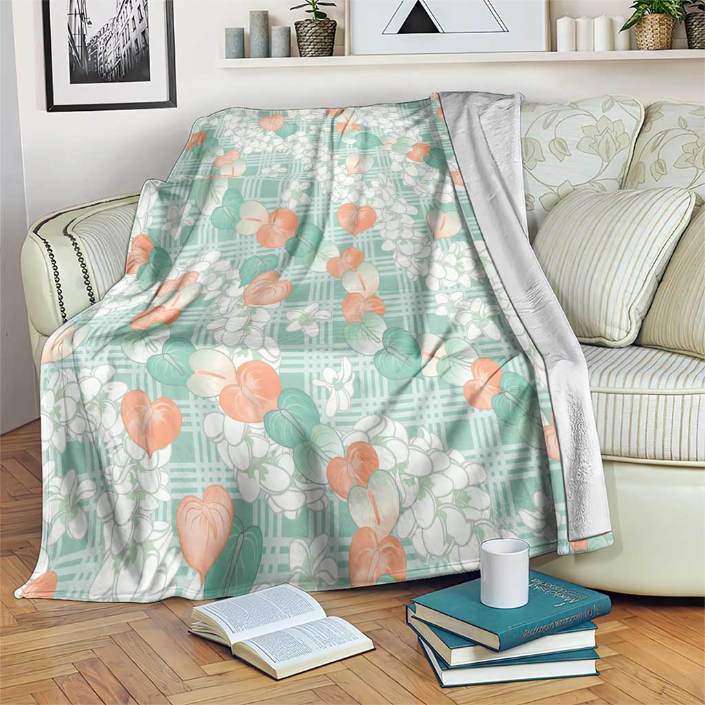 Anthurium Plumeria Lei Pastel Blanket Teal Hawaiian Splendid Palaka LT01 Teal - Polynesian Pride