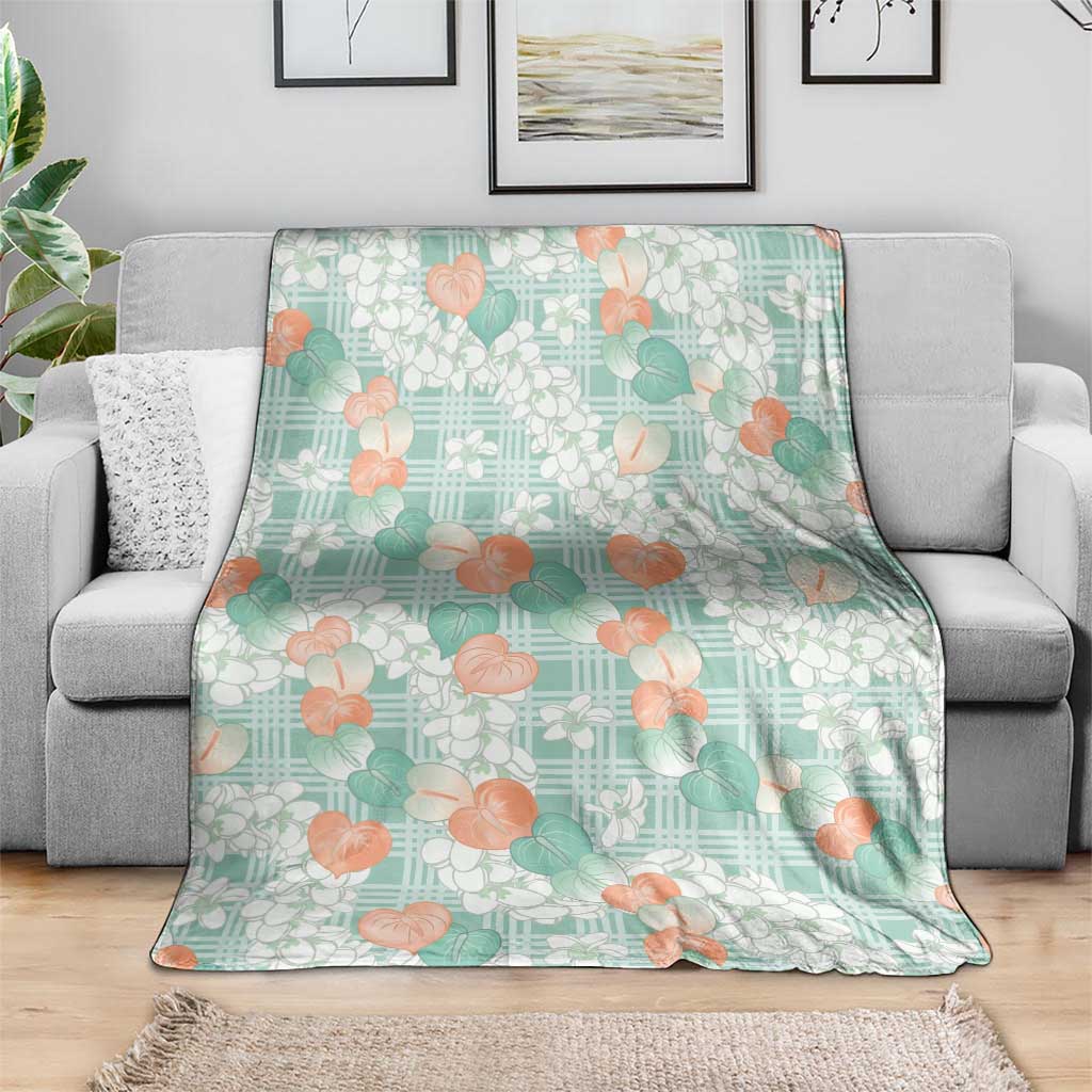 Anthurium Plumeria Lei Pastel Blanket Teal Hawaiian Splendid Palaka LT01 - Polynesian Pride