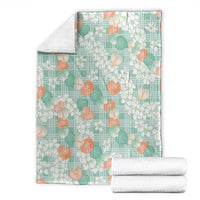Anthurium Plumeria Lei Pastel Blanket Teal Hawaiian Splendid Palaka LT01 - Polynesian Pride