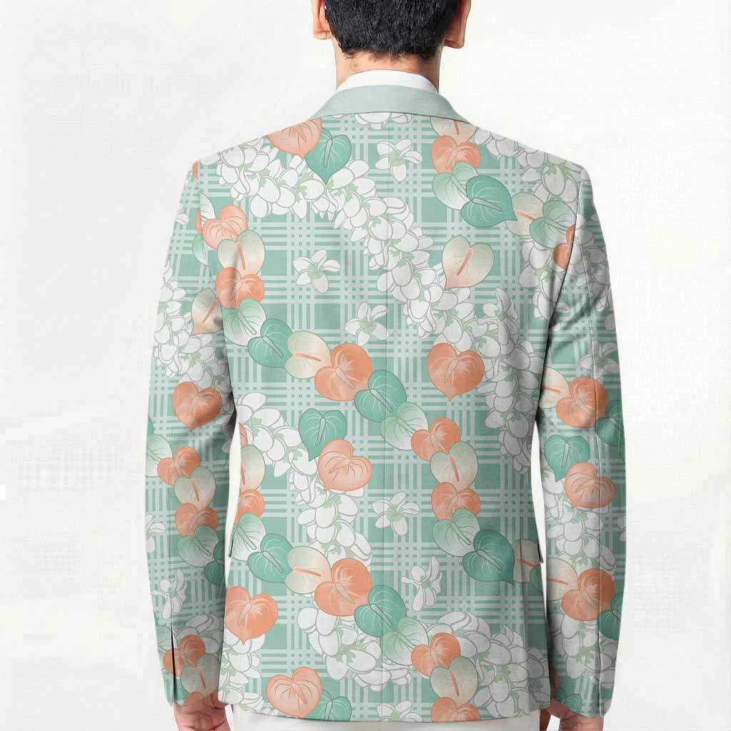 Anthurium Plumeria Lei Pastel Blazer Teal Hawaiian Splendid Palaka LT01 - Polynesian Pride