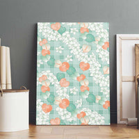 Anthurium Plumeria Lei Pastel Canvas Wall Art Teal Hawaiian Splendid Palaka LT01 - Polynesian Pride