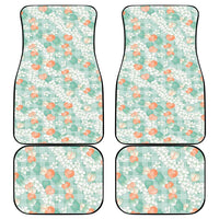 Anthurium Plumeria Lei Pastel Car Mats Teal Hawaiian Splendid Palaka LT01 - Polynesian Pride