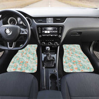 Anthurium Plumeria Lei Pastel Car Mats Teal Hawaiian Splendid Palaka LT01 Set 2pcs - Front Teal - Polynesian Pride