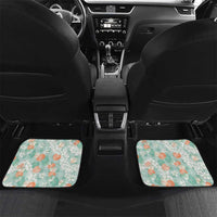 Anthurium Plumeria Lei Pastel Car Mats Teal Hawaiian Splendid Palaka LT01 Set 2pcs - Back Teal - Polynesian Pride