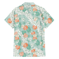 Anthurium Plumeria Lei Pastel Family Matching Off Shoulder Short Dress and Hawaiian Shirt Teal Hawaiian Splendid Palaka