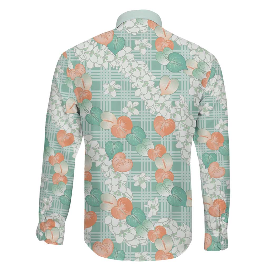 Anthurium Plumeria Lei Pastel Family Matching Off Shoulder Short Dress and Hawaiian Shirt Teal Hawaiian Splendid Palaka