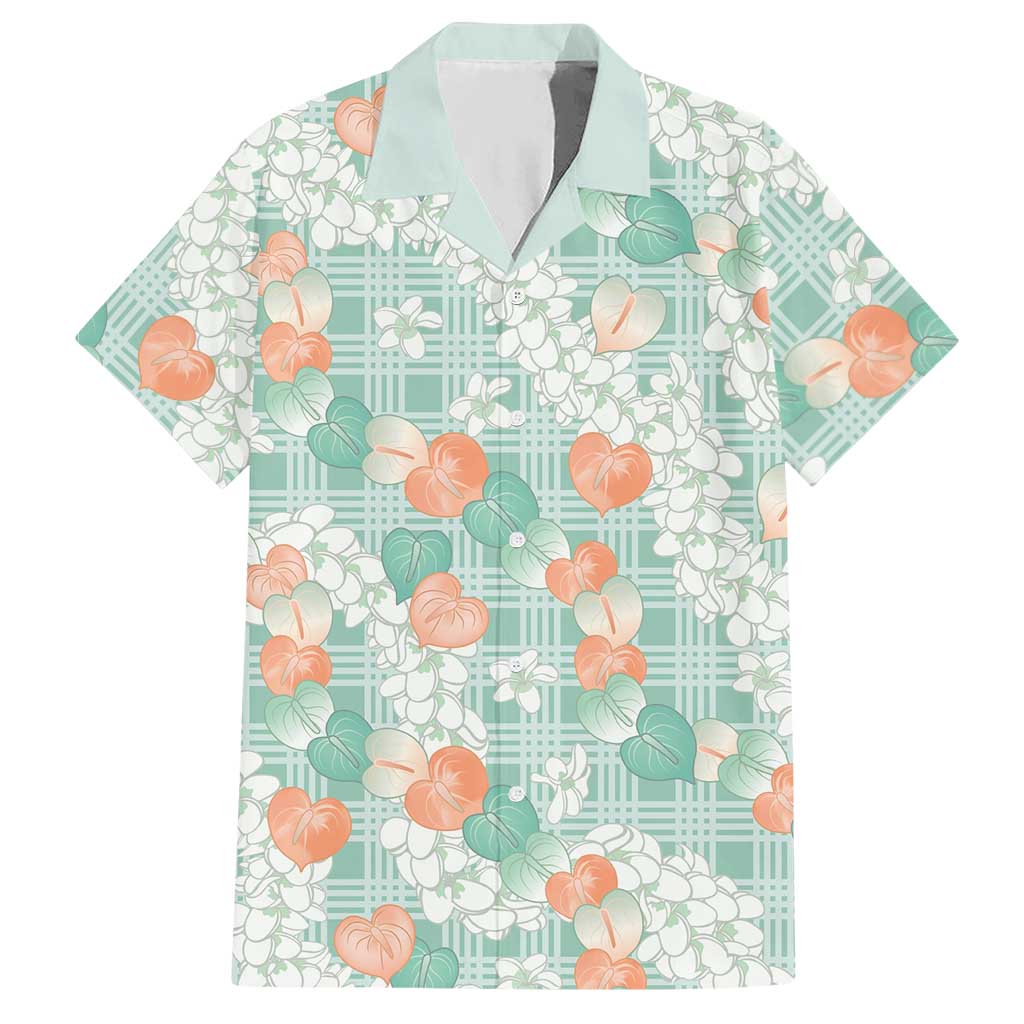 Anthurium Plumeria Lei Pastel Hawaiian Shirt Teal Hawaiian Splendid Palaka