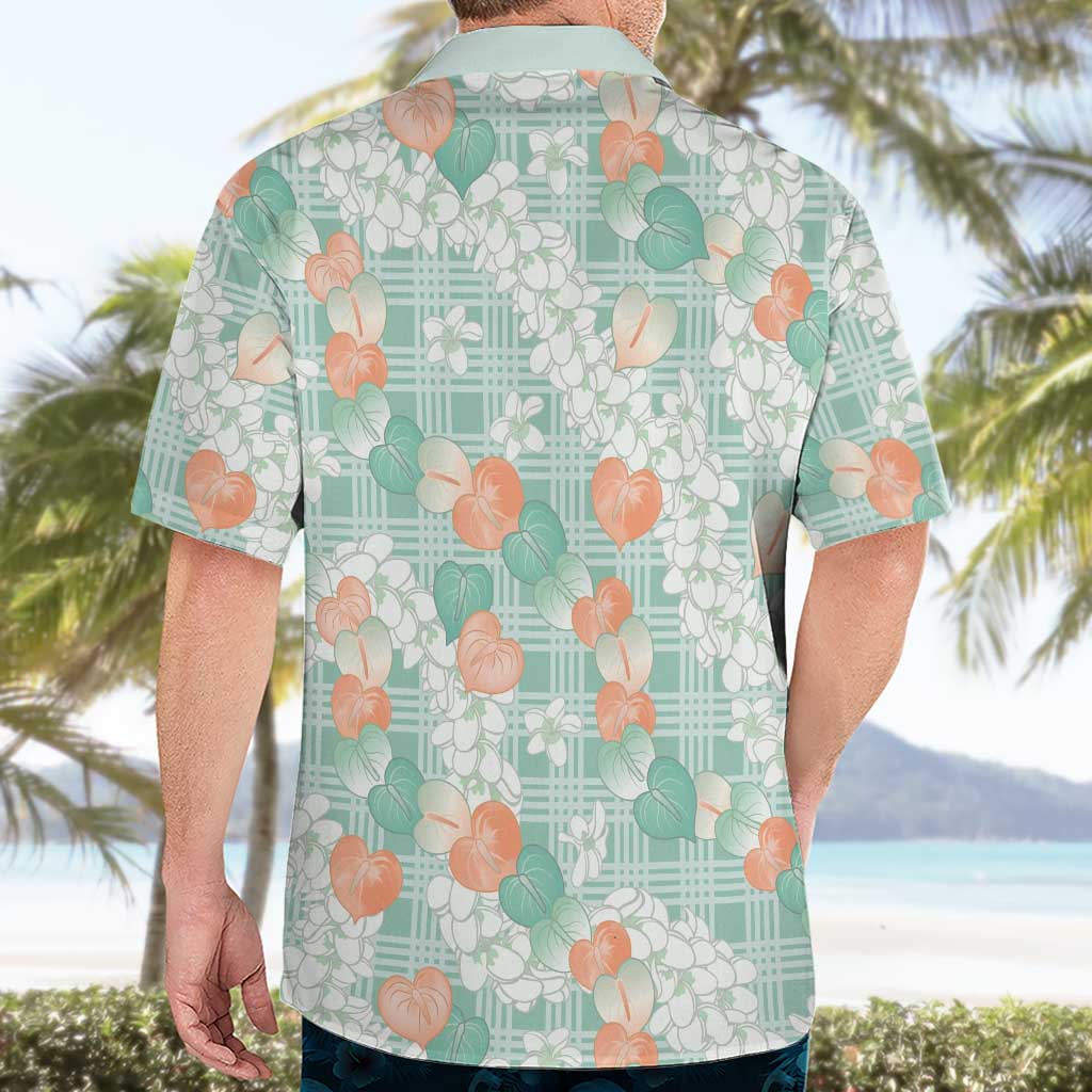 Anthurium Plumeria Lei Pastel Hawaiian Shirt Teal Hawaiian Splendid Palaka LT01 - Polynesian Pride