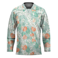 Anthurium Plumeria Lei Pastel Hockey Jersey Teal Hawaiian Splendid Palaka LT01 Unisex Teal - Polynesian Pride