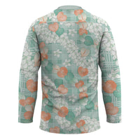 Anthurium Plumeria Lei Pastel Hockey Jersey Teal Hawaiian Splendid Palaka LT01 - Polynesian Pride