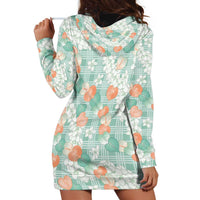 Anthurium Plumeria Lei Pastel Hoodie Dress Teal Hawaiian Splendid Palaka