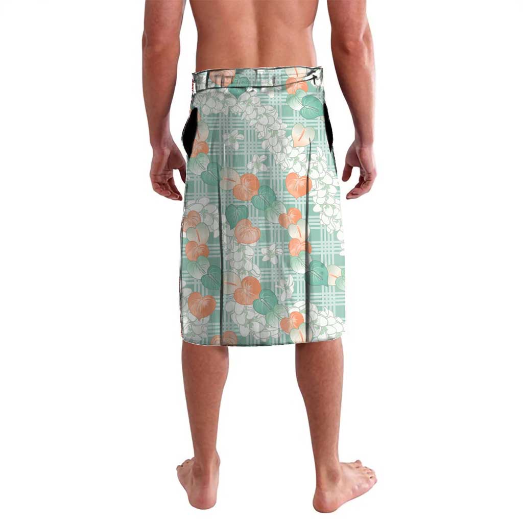 Anthurium Plumeria Lei Pastel Lavalava Teal Hawaiian Splendid Palaka LT01 - Polynesian Pride