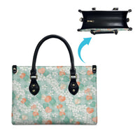 Anthurium Plumeria Lei Pastel Leather Bag Teal Hawaiian Splendid Palaka LT01 - Polynesian Pride