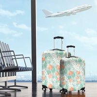 Anthurium Plumeria Lei Pastel Luggage Cover Teal Hawaiian Splendid Palaka LT01 - Polynesian Pride