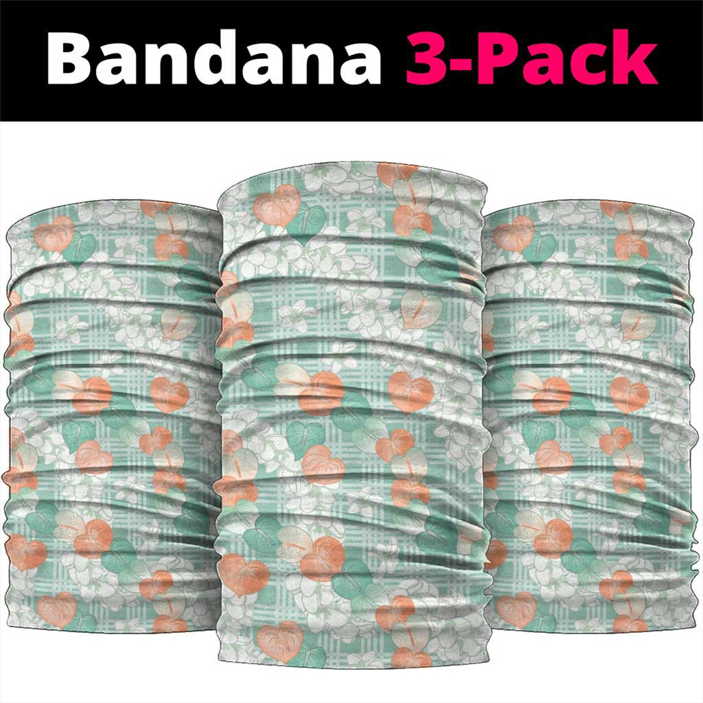 Anthurium Plumeria Lei Pastel Neck Gaiter Teal Hawaiian Splendid Palaka LT01 package One Size: 25*50cm Teal - Polynesian Pride