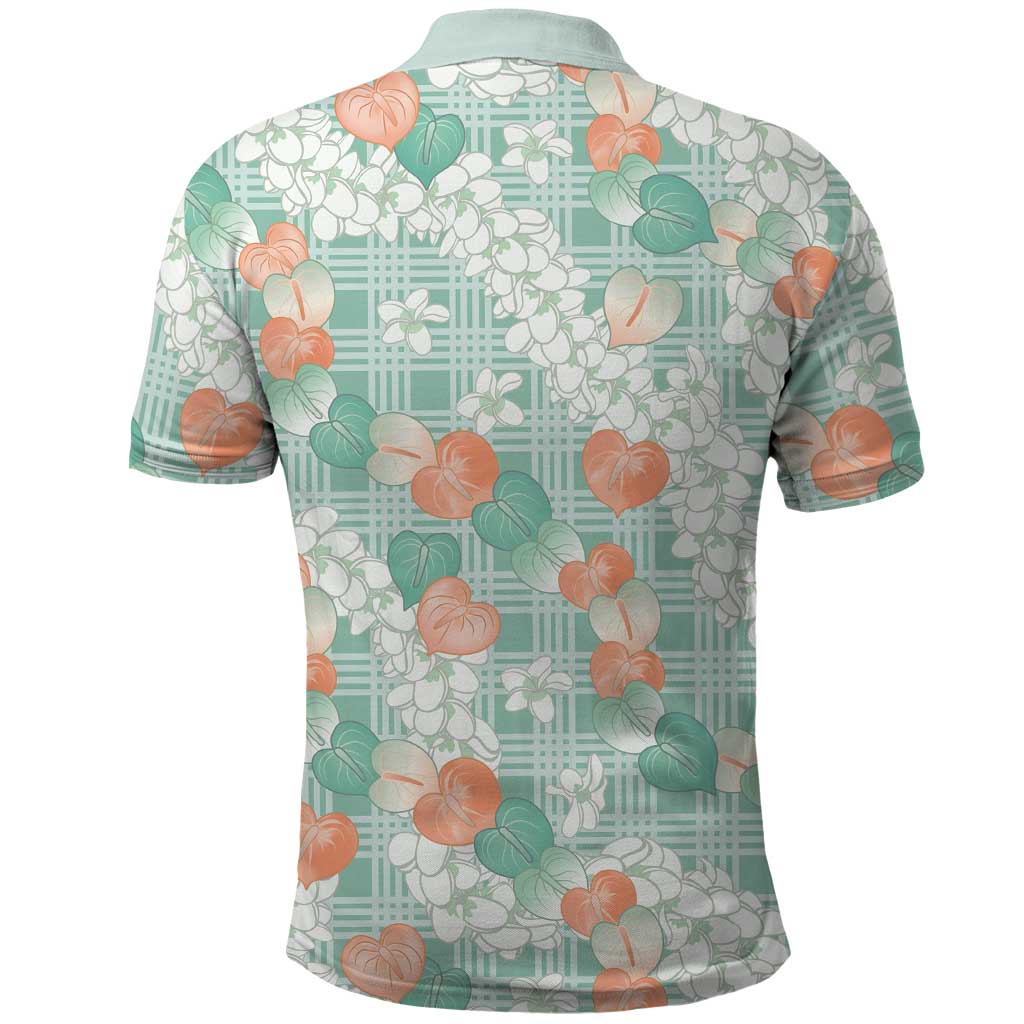 Anthurium Plumeria Lei Pastel Polo Shirt Teal Hawaiian Splendid Palaka LT01 - Polynesian Pride