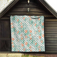 Anthurium Plumeria Lei Pastel Quilt Teal Hawaiian Splendid Palaka LT01 - Polynesian Pride