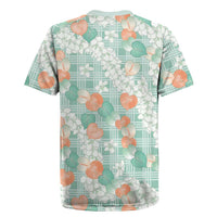 Anthurium Plumeria Lei Pastel Rugby Jersey Teal Hawaiian Splendid Palaka
