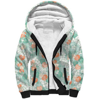 Anthurium Plumeria Lei Pastel Sherpa Hoodie Teal Hawaiian Splendid Palaka LT01 Unisex Teal - Polynesian Pride