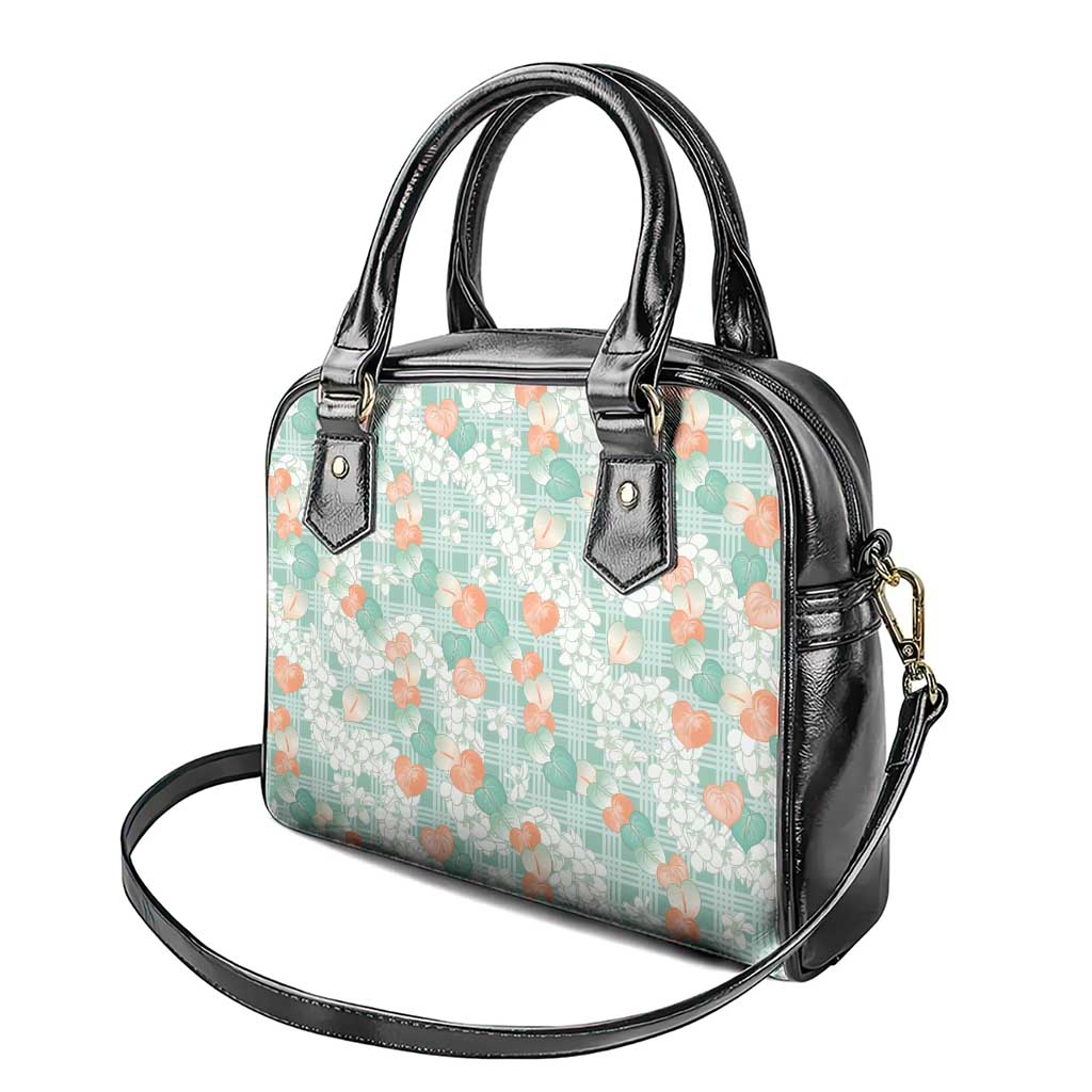 Anthurium Plumeria Lei Pastel Shoulder Handbag Teal Hawaiian Splendid Palaka LT01 - Polynesian Pride