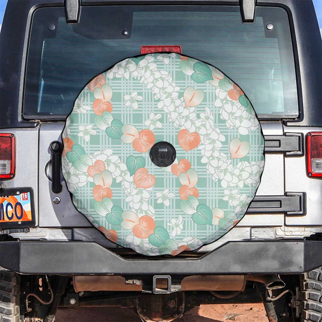 Anthurium Plumeria Lei Pastel Spare Tire Cover Teal Hawaiian Splendid Palaka LT01 Teal - Polynesian Pride