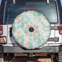 Anthurium Plumeria Lei Pastel Spare Tire Cover Teal Hawaiian Splendid Palaka LT01 Teal - Polynesian Pride
