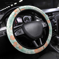 Anthurium Plumeria Lei Pastel Steering Wheel Cover Teal Hawaiian Splendid Palaka LT01 Universal Fit Teal - Polynesian Pride