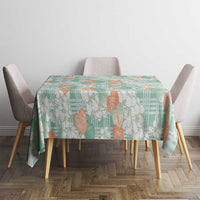 Anthurium Plumeria Lei Pastel Tablecloth Teal Hawaiian Splendid Palaka LT01 - Polynesian Pride