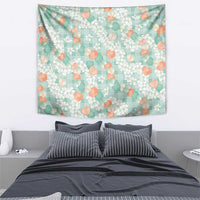 Anthurium Plumeria Lei Pastel Tapestry Teal Hawaiian Splendid Palaka