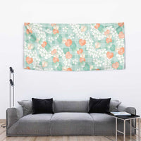 Anthurium Plumeria Lei Pastel Tapestry Teal Hawaiian Splendid Palaka