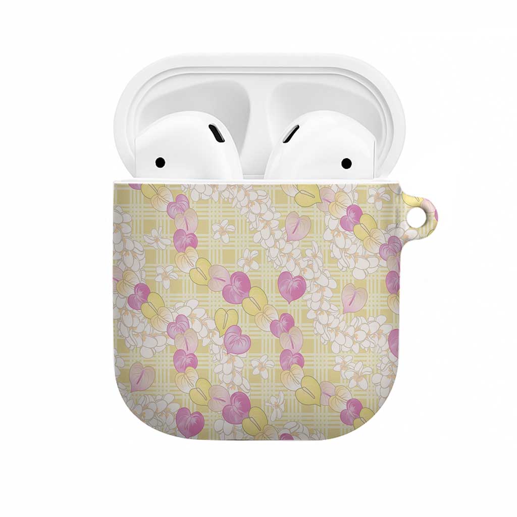 Anthurium Plumeria Lei Pastel AirPods Case Yellow Hawaiian Splendid Palaka LT01 Yellow - Polynesian Pride