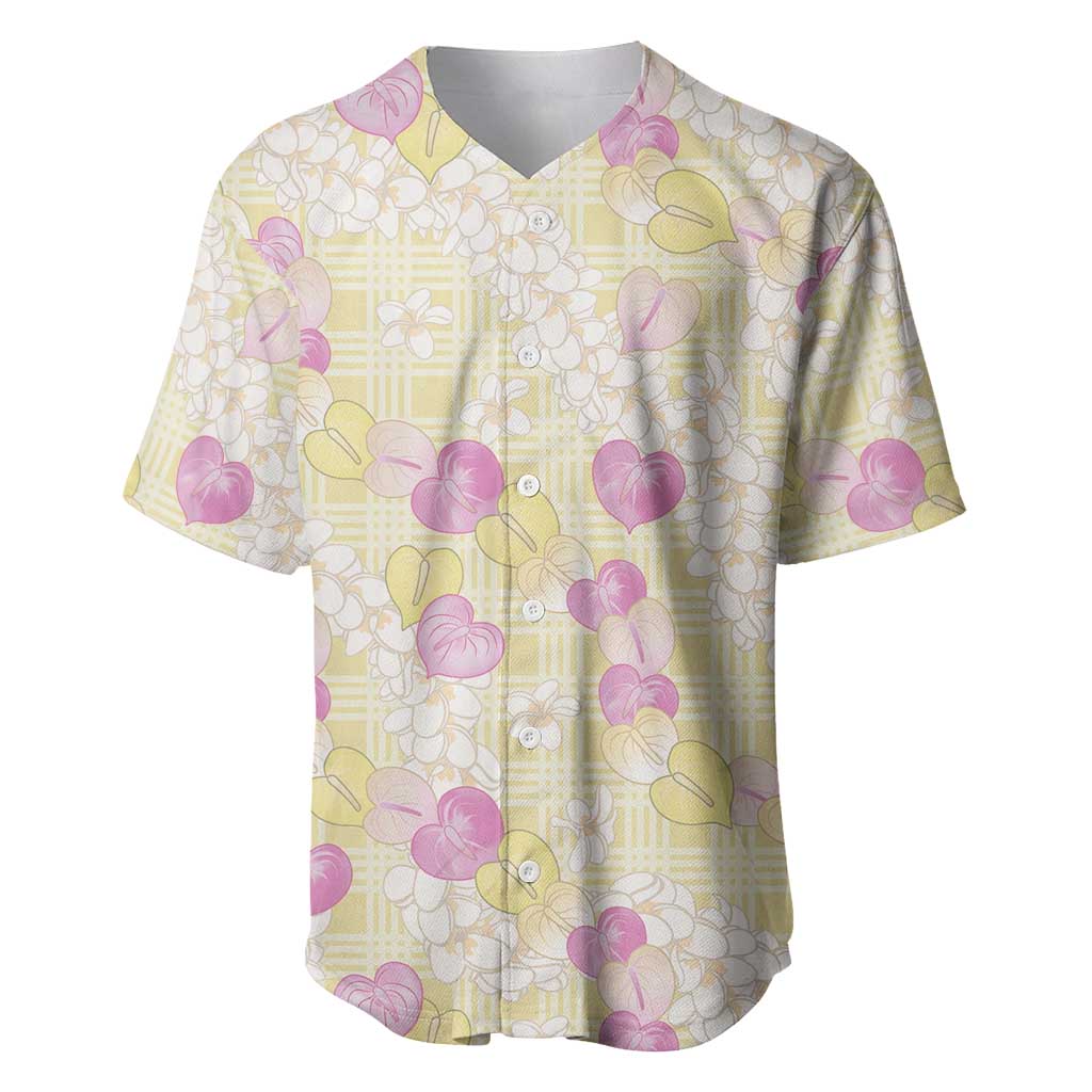 Anthurium Plumeria Lei Pastel Baseball Jersey Yellow Hawaiian Splendid Palaka