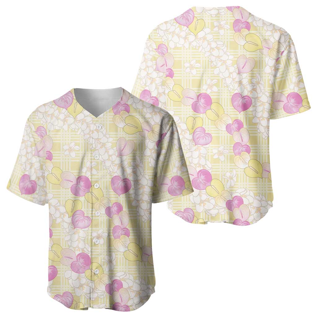 Anthurium Plumeria Lei Pastel Baseball Jersey Yellow Hawaiian Splendid Palaka